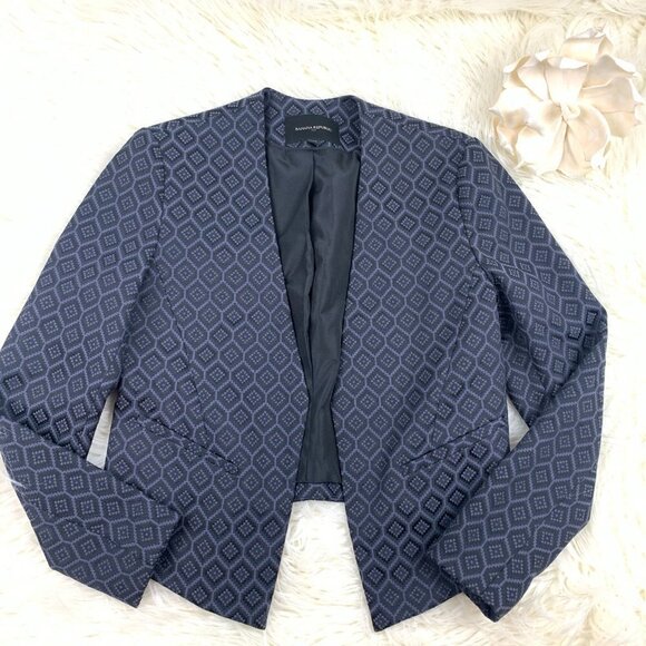Banana Republic Diamond Textured/Jacquard Open Front Blazer Women's Petite 6P - Picture 1 of 7